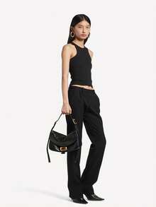 Women's New Vintage Underarm Bag, Thin Adjustable Long Strap Shoulder Bag, Minimalist Square Buckle Flap Bag, Versatile Crossbody Bag For Commute And Travel - Black - View 6