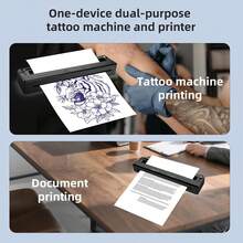 MAIBAFANG Portable A4 Thermal Printer For Tattoo And A4 Printing, USB Charging Function, Includes 6 Tattoo Transfer Papers And 6 A4 Thermal Papers, App Connectivity And Wireless Connection, Compatible With The 1500 MAh Battery (USB Charging Function), Ideal For Tattoo Artists And Beginners, For Note-Taking, Learning, Office And Travel. - Black - View 6
