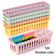 6pcs Classroom Pencil Storage Baskets, Plastic Stationery Organizer 25.5x7.5x6cm, Colorful Pen Holder Storage Box, Suitable For Teachers, Students, Home Learning And Office - Storage Basket - View 8