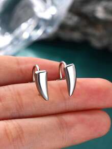 1/4 Pairs Fake Lip Ring Vampire Teeth Ring, Adjustable Fake Lip Piercing Non-Piercing Lip Cuff Ear Cuff Earrings - Silver - View 5
