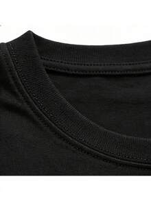 T-Shirt aus Baumwolle mit doppelseitigem Druck, hypoallergenes Gewebe, himmlisches Motiv einer weißen Sonnenexplosion, minimalistisches Sonnenstrahl-Design, spiritische Boho-Ästhetik, conc - Schwarz - Übersicht 4