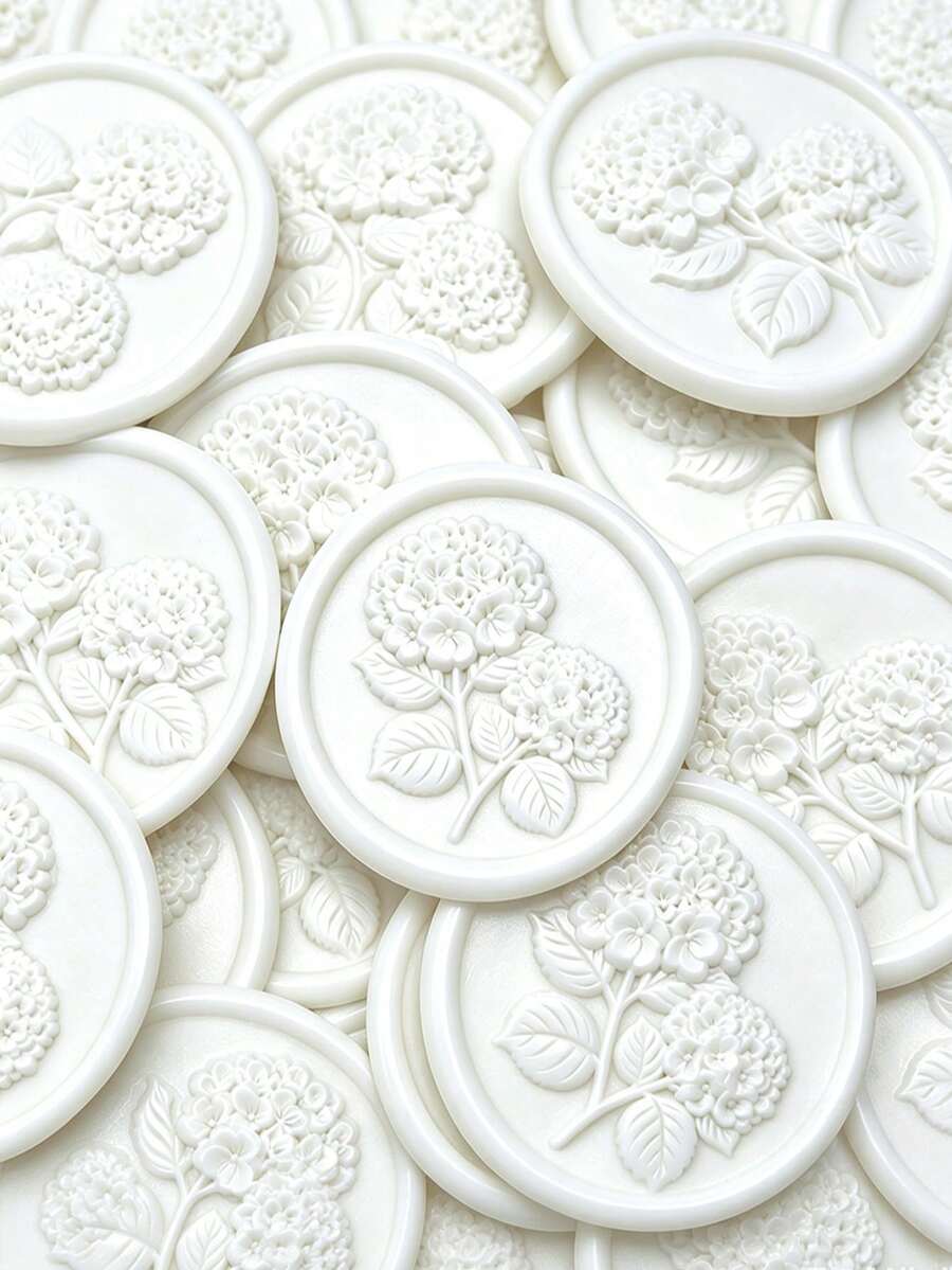 20入/包 3D刺繡花朵蠟封貼紙,婚禮邀請函信封封印,自黏白色花朵貼紙,適用於邀請函、禮品包裝、聖誕節 - 白色 - 繡球花-白色 - 查看 1