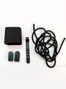 Matte Black Full Coverage Data Cable Protective Sleeve Set, Waterproof And Anti-Fingerprint, Keeps Charger Clean And Scratch-Free, Portable Storage For Long-Distance Business Travel, Compatible With IPad All Models 18W/20W Fast Charger, Minimalist Practical Gift For Men - Matte Black - View 9