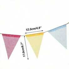 1/4pcs 4m Yellow Jute Triangle Bunting, Colorful Linen Triangle Flags, Reusable Fabric Triangle Garland, Suitable For Birthday, Wedding, Home Decor Hanging, Spring Decoration, Easter Basket Filler, Photography Backdrop, Bohemian Style Decor - Multicolor - View 2
