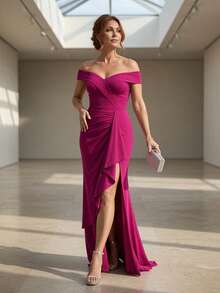 Long Emerald Dress, Blue, Green, Red, Marsala, Rose, Olive + Colors - 紫紅色 - 查看 6