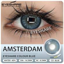 عدسات EYESHARE عدد 2 قطعة جديدة باللون البني للعيون عالية الجودة، عدسات رمادية، عدسات زرقاء عصرية مناسبة للمواعيد اليومية وأنشطة العطلات، عدسات خضراء للعيون لهدايا الزفاف وعيد الحب، للاستخدام السنوي، 14.5 مم - الأزرق، جمال نادر - مشاهدة 3