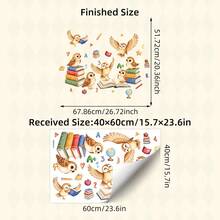 1/2 Sheets Owl & Books Wall Stickers For Kids Room - Back To School Decor, Cartoon Animal Learning Corner Decals For Boys Girls Bedroom Classroom - Multicolor - View 11