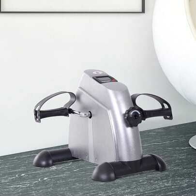 HOMCOM Mini Cyclette Portatile per l'Allenamento di Gambe per Braccia con Display LCD TPR, PP, PP, ruota in ghisa 35 x 40 x 31 cm