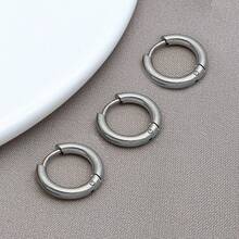 3pcs 8-18mm Stainless Steel Ear Hoop Gold Color Earring For Women Men DIY Jewelry Making Earring Punk Hiphop Piercing Accessory - Multicolor - View 25
