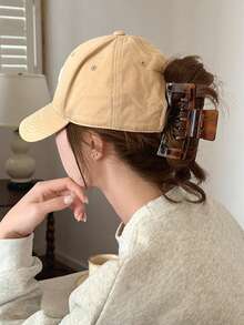 3件/1件 女款 4.13英吋/10.5cm 大號玳瑁色純色豹紋棒球帽髮夾，卡車司機帽髮夾，適合粗髮帽式髮型，禮品髮飾，可調節髮夾，防滑強力抓髮卡車司機帽髮夾，適用於運動、棒球、粗/細髮，禮品髮飾，日常、休閒、派對、海灘、度假、髮型設計、洗臉/洗髮、化妝、服飾配件 - 彩色 - 查看 7