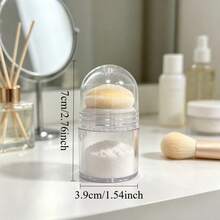 1pc Mini Transparent Talcum Powder Storage Bottle, Portable Refillable Mushroom Head Powder Container, Travel Hairline Volumizing Powder Applicator, Empty Cosmetic Storage Box - Multicolor - View 9