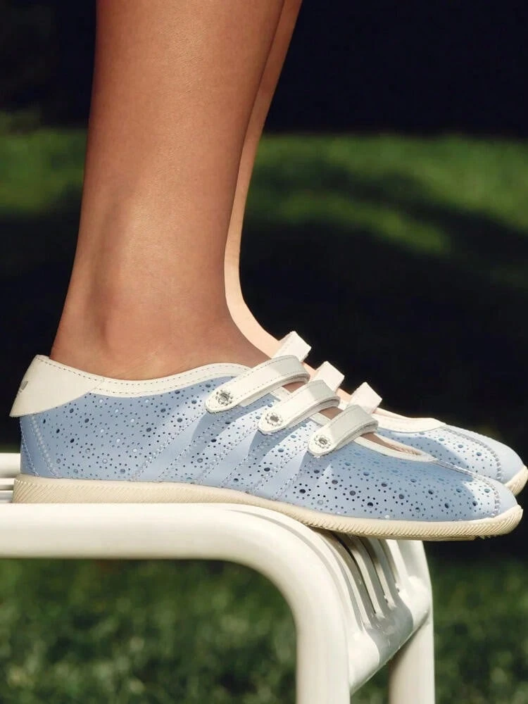 Adidas Originals Women's ORIGINALS ANFU Vacation Style Retro Mary Jane Thin Sole T-Strap Shoes LA1348 - Blue and White - View 1