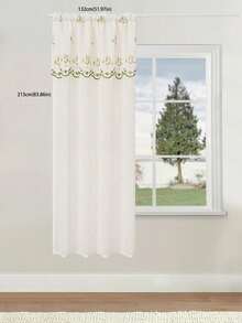 1PC French Country Floral Bellflower Embroidered Sheer Curtain - Semi-Transparent Polyester Sun-Shading Filter, Rod Pocket Design, Suitable For Kitchen, Dining Room And Living Room Decor|Room Decor - White - View 15