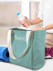 Customized Canvas Yoga Mat Tote Bag, Yoga Mat Storage Bag, Personalized Gym Backpack, Pilates Studio Bag - Blue - View 6