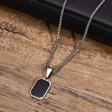Kalung liontin sederhana bergaya punk dari baja tahan karat hitam, cocok untuk dipakai sehari-hari dan keperluan bisnis, dirancang khusus untuk pria. - MultiWarna - View 3
