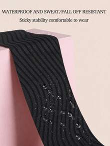 1 Roll Women's 5cm X 5m Invisible Breast Lift Tape, Self Adhesive Push Up Boob Tape, Cuttable Strapless Bra Tape For Backless Dress & Wedding Gown - Black - View 4
