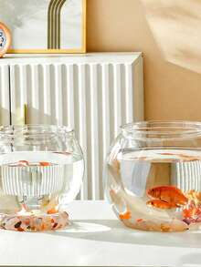 Transparent Plastic Fish Bowl Aquarium, Mini Betta Fish Habitat, Desktop Water Landscape Ecosystem Tank, Home Living Room Desktop Decor, Aquatic Plant Landscape Container - Multicolor - View 8