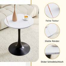 60 Cm Round Side Table / European Style Small Dining Table / MDF Dining Table / Non-Slip And Quiet Table Legs / Suitable For Living Room And Dining Room - 白色+黑色 - 查看 6