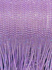 1pc 2 Yards Rhinestone Claw Chain, Hand-Sewn Crystal Rhinestone Chain DIY Clothing Accessories For Shoes, Hats, Bags, Hair Accessories - Purple - View 12