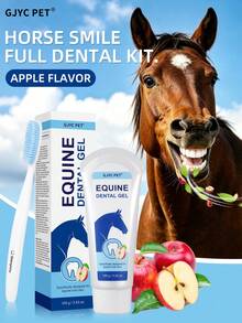 GJYC PET Horse Toothbrush & Toothpaste Set, Apple Flavor, Easy Brushing, Powerful Plaque Removal, Fresh Breath, Gum Care, Only A Few Minutes Daily (Complete 2-In-1 Set) - Multicolor - View 1
