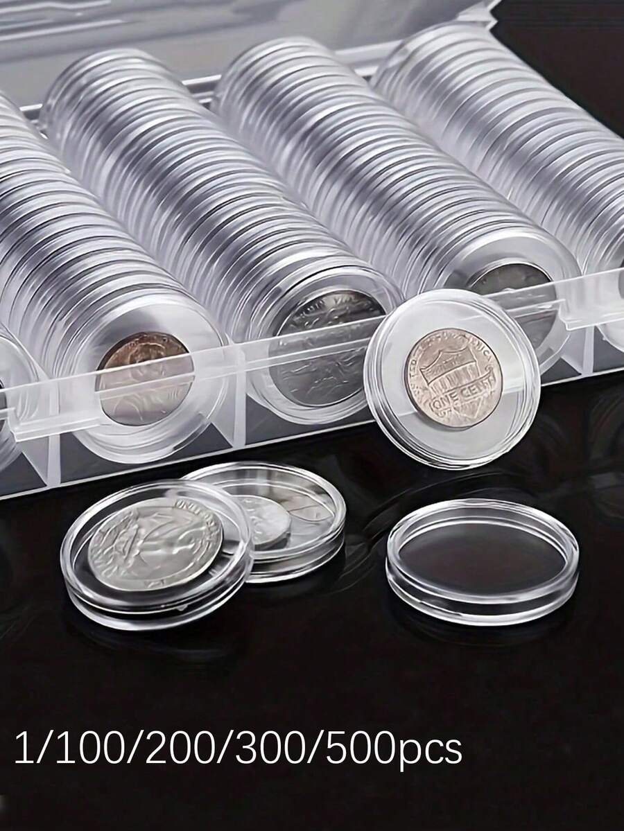 Coin Collection Set - Transparent Coin Capsules, Round Plastic Coin Boxes, Coin Collection Storage Boxes, Commemorative Coin Protective Covers, Christmas Special Offer, Transparent Round Plastic Coin Boxes With Storage Boxes, Adjustable Coin Protective Covers, Commemorative Coin Protective Boxes, Coin Collection Set, Round Boxes - Multicolor - View 1