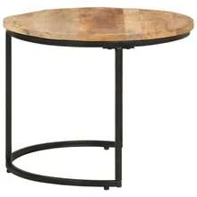 vidaXL Rough Mango Wood Nesting Tables, 3-Piece Set. Coffee Table, Side Table, Living Room Table, Sofa Table, Wooden Table, Tea Table, Living Room Table. - Massives Mangoholz - View 6