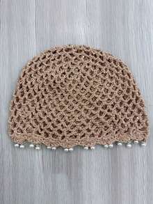 1pc Fashion Bohemian Sequin Pearl Pendant Mesh Hollow Knit Hat Women's Decorative Hat Beach Vacation Travel Accessory Party Decoration Gift For Friends - Multicolor - View 13
