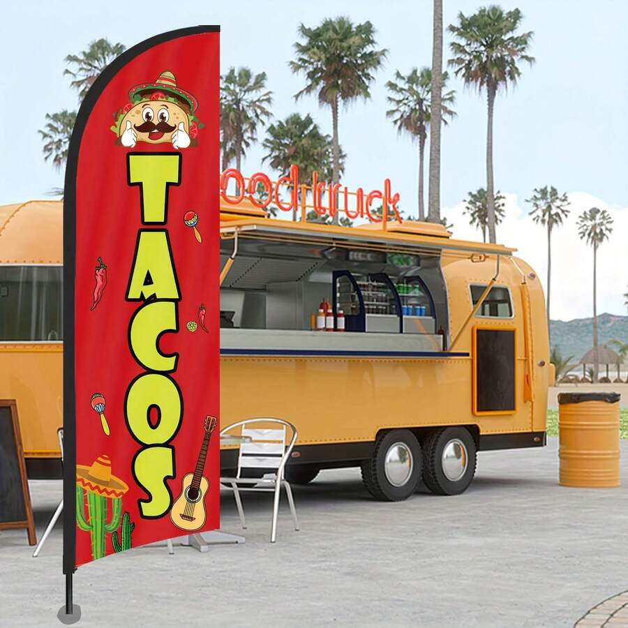 RXDAMTECH Commercial Mexican Feather Flag, 7.2FT Outdoor Advertising Curved Banner (Includes Flag Pole And Ground Stakes) - Tear-Resistant Polyester Mexican Signage For Stores And Events - Advertising Flag - View 1