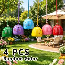 4 pezzi di campanelli a vento di colore casuale con accessori completi, campanello a vento appeso con faccia sorridente, cordino e campanelli in metallo, kit fai-da-te di campanelli a vento in metallo con suono cristallino, decorazione per esterno, patio e casa per decorazioni festive - A - Visualizzare 3