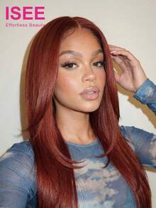 ISEE HAIR Reddish Brown Color Wear Go Straight Layer Pre-Cut Glueless Lace Wig 7*5 Transparent Lace Pre-Plucked Hairline 180% Density 16-24 Inch Real Human Hair Daily Use For Women - S33D - View 1