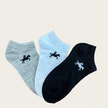1/3/5/6/10/15 pares de calcetines cortos suaves de unicolor unisex, amigables con la piel con gráfico de caballo, calcetines deportivos casuales versátiles para uso diario o actividades al aire libre, adecuados para todas las estaciones - Multicolor - Ver 2