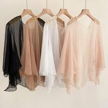 1pc Solid Color Chiffon Cheongsam Shawl Cardigan, Thin Spring/Autumn Sleeveless Vest For Women, Air-Conditioned Room Layering, Sun Protection, Versatile - Multicolor - View 10