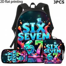 Ck Set (3-Piece), Spacious Backpack, Shoulder Bag, And Pencil Case, Featuring A Dazzling Starry Sky Print, Suitable For Daily Use, Travel Essentials - Three-piece Set - View 2