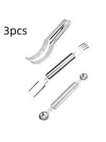 [3pcs Set Watermelon Slicer] 3pcs Easy-Cut Stainless Steel Watermelon Slicer, Watermelon Chunk Slicer, Watermelon Fruit Divider, Watermelon Ball Scooper, Summer Melon Eating Tool - Multicolor - View 11