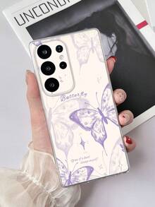 1pc Transparent TPU Anti-Fall Painted Butterfly Slogan Pattern Phone Case Compatible With Samsung Galaxy S23 Ultra/A14/A24 Android Phone Note12pro/Pixel 8/8 Pro/9 Pro XL Android Phone - Multicolor - View 1