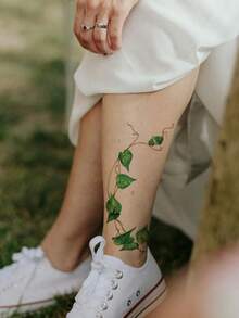 6PCS Halloween Fresh Green Leaf Pattern Halloween Makeup Halloween Street Party Gift Arm Shoulder Neck Collarbone Leg Waterproof Tattoo Stickers - Multicolor - View 5