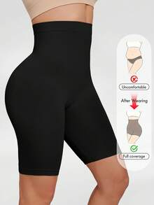 2pcs High Waist Tummy Control Seamless Underwear For Women, Tight Waist Shaping, Butt Lifting, Anti-Exposure Base Layer - Black - View 4