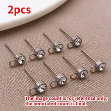 2Pcs 14/15/16mm Stainless Steel Gold Color Zirconia Stud Earrings Post With Hook For DIY Earring Making Jewelry Findings Wholesale - Multicolor - View 25