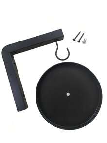 1pc Black Metal Wall-Mounted Bird Bath & Feeder Combo, Outdoor Hanging Bird Water Tray With Hook, Suitable For Garden And Yard - A - View 5
