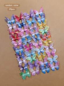 20pcs Random Color Butterfly Hair Clips, Sweet Style Hair Accessories Suitable For Daily Wear - Multicolor - View 8