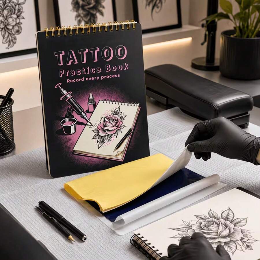 10片 1mm厚空白矽膠紋身練習皮,螺旋裝訂紋身訓練書,適用於半永久化妝、紋身師與初學者 - 查看 1