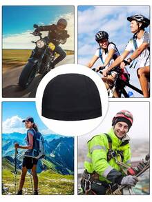 Musion 1/3pcs Star & Letter Print Helmet Liner, Breathable Sweat-Absorbing Durag Knit Cap, Windproof Motorcycle Riding Running Helmet Inner Cap - Multicolor - View 7