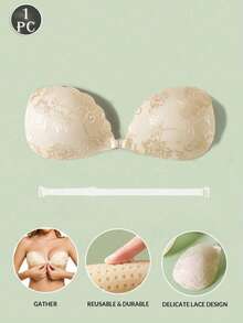 1pc Women's Lace Invisible Bra With Transparent Straps, Suitable For Wedding Dress And Evening Gown - Multicolor - View 14