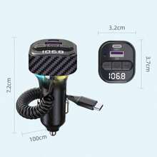藍牙汽車適配器，附 Type-C 充電線 PD 30W 車充與 USB 接口，車用 BT 5.3 FM 發射器，無線 FM 收音機發射器，支援 MP3 播放、免持通話、LED 背光、U 盤 - C52 - 查看 6
