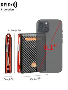 MIYIN Ultra-Thin Men's RFID Anti-Theft Bi-Fold Minimalist Front Pocket Wallet, With Bill Clip, Carbon Fiber Material, Credit Card Holder - Burnt Orange - View 12