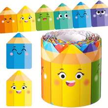 1 Roll 10.0m Vibrant Colorful Pencil Style Bulletin Board Border, Lively Expression Design Self-Adhesive Paper, Suitable For Classroom, Office And Home Multi-Functional Self-Adhesive Decoration, Fun Decorative Supplies - Multicolor - View 8