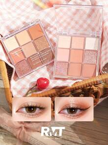 Romantic Beauty RMT 9-Color Eyeshadow Palette, Shimmer Powder, Pink Eyeshadow Palette, Long-Lasting Makeup, Daily Use, Gift For Mother, Gift For Girlfriend, Gift For Sister - #02 - View 3
