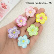 10/20/30pcs Cute Plumeria Resin Decor Accessories, Flat Bottom Without Hole, Suitable For Handmade DIY Hair Clips, Phone Cases, Flat Decoration, Jewelry Making, Earrings, Necklace Pendants, Random Colors - Plumeria - View 10