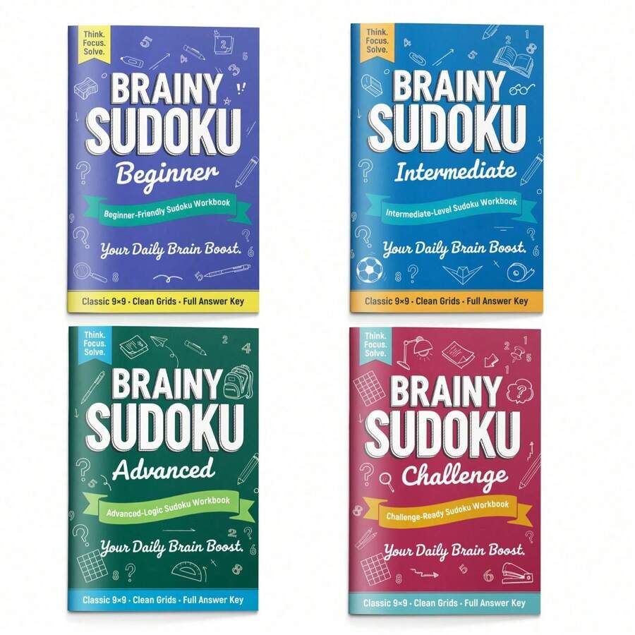 Logic Practice & Sudoku Challenge Notebook – Features Clean Grid Puzzle Pages; Suitable For Daily Study. Progressive 9x9 Number Puzzles, Multi-Level Difficulty, Brain Training, Focus, Problem Solving, Logic Challenges & Full Answer Key - Sudoku Logic Learning Notebook - View 1