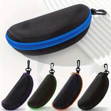 Portable Anti-Pressure Zipper Glasses Case With Carabiner Clip, Textured Hard Shell Eyewear Storage, Unisex, Minimalist Design, Suitable For Hanging On Backpack, Car Accessory, Travel Essential, Vacation Must-Have Fashion Glasses Storage Box - Multicolor - View 6